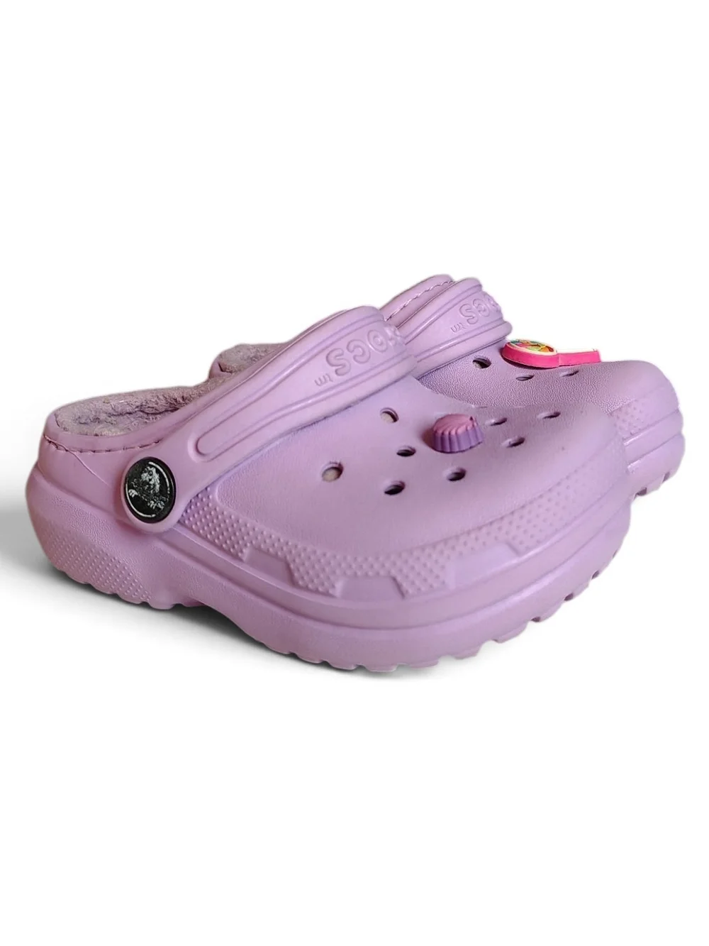 Crocs Kids Classic Lined Clog Lavender Purple Fur Lined Slip On Shoes Size C7